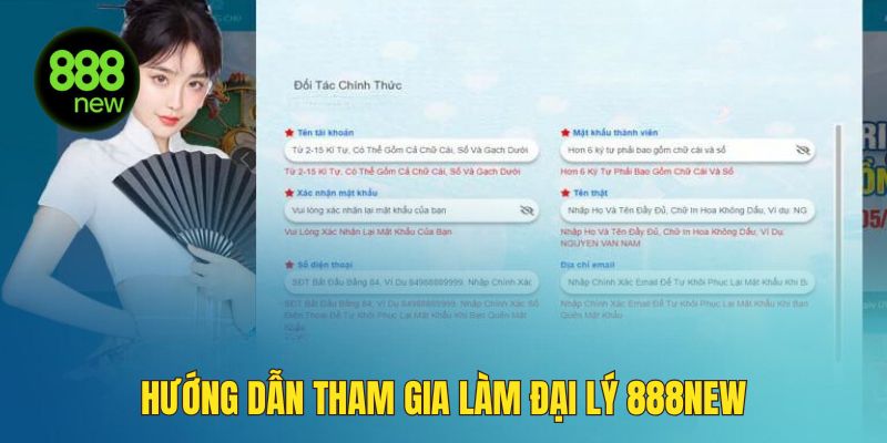 Đăng ký thông tin đại lý tại 888NEW
